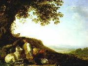 SAFTLEVEN, Cornelis Hunter Sleeping on a Hillside sg oil painting artist